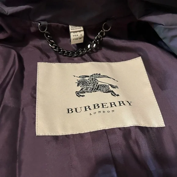 Burberry Purple Trench Coat with Pleated Hem